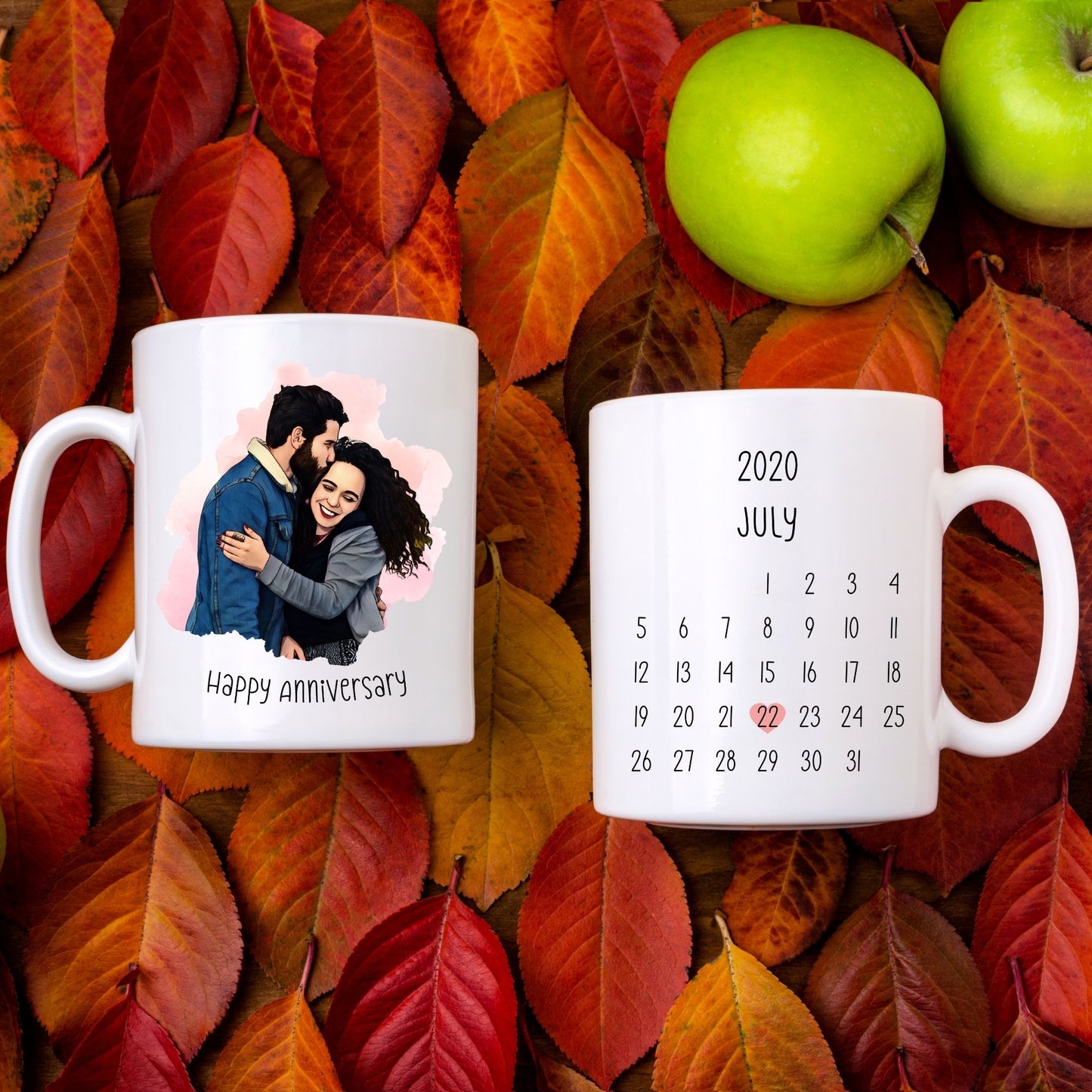 Custom Cartoon Couple Photo with Anniversary Date