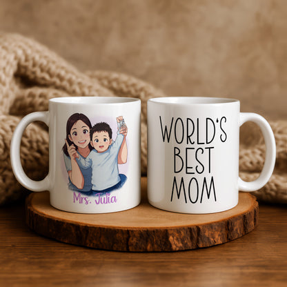 Custom 11oz and 15oz Cartoon Photo Worlds Best Mom Mug