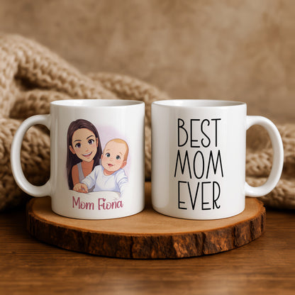 Custom 11oz and 15oz Cartoon Photo Best Mom Ever Mug