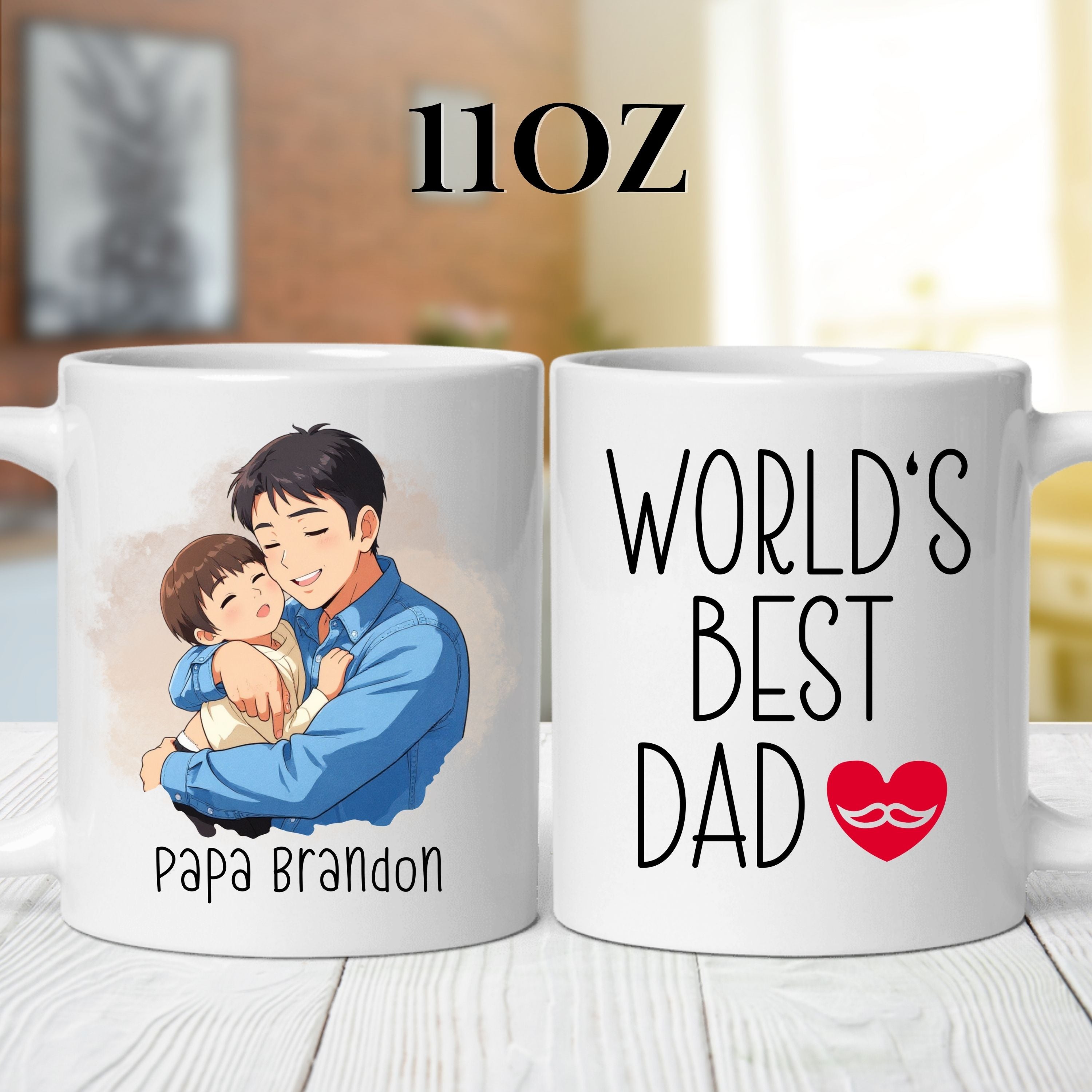 Custom 11oz and 15oz Cartoon World's Best Dad Mug