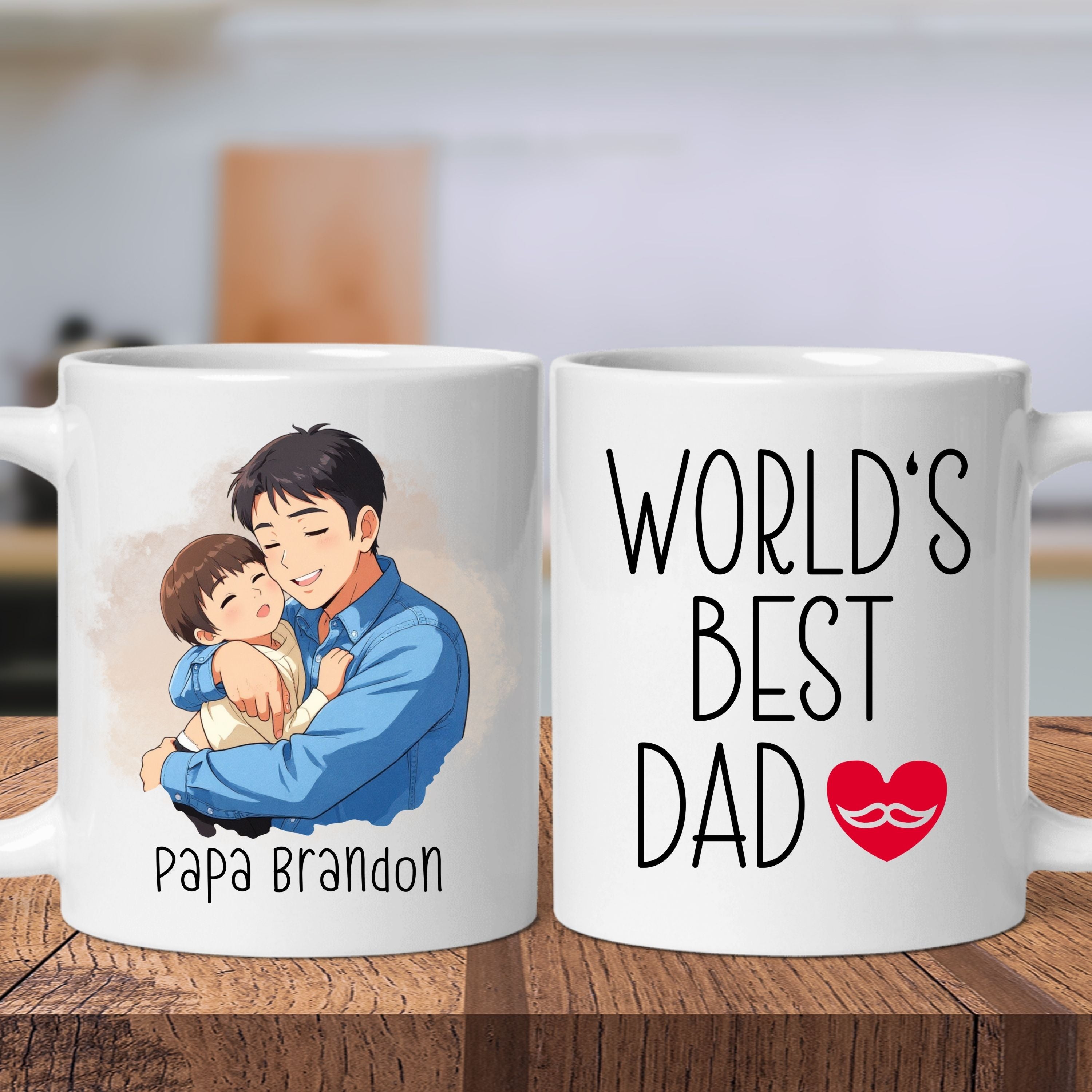 Custom 11oz and 15oz Cartoon World's Best Dad Mug