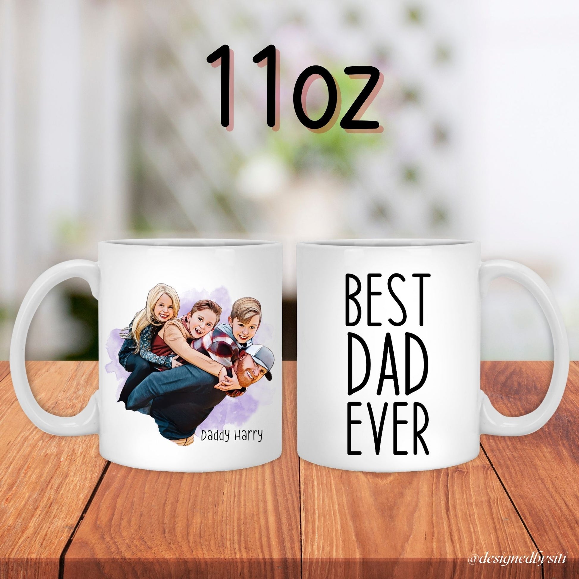 Custom Photo Cartoon Mug for DadFather's Day Mug GiftBirthday Mug for DadPersonalized Gift Ideas for DadBest Dad Ever Custom Name MugFamily Portrait Cartoon Photo Mug