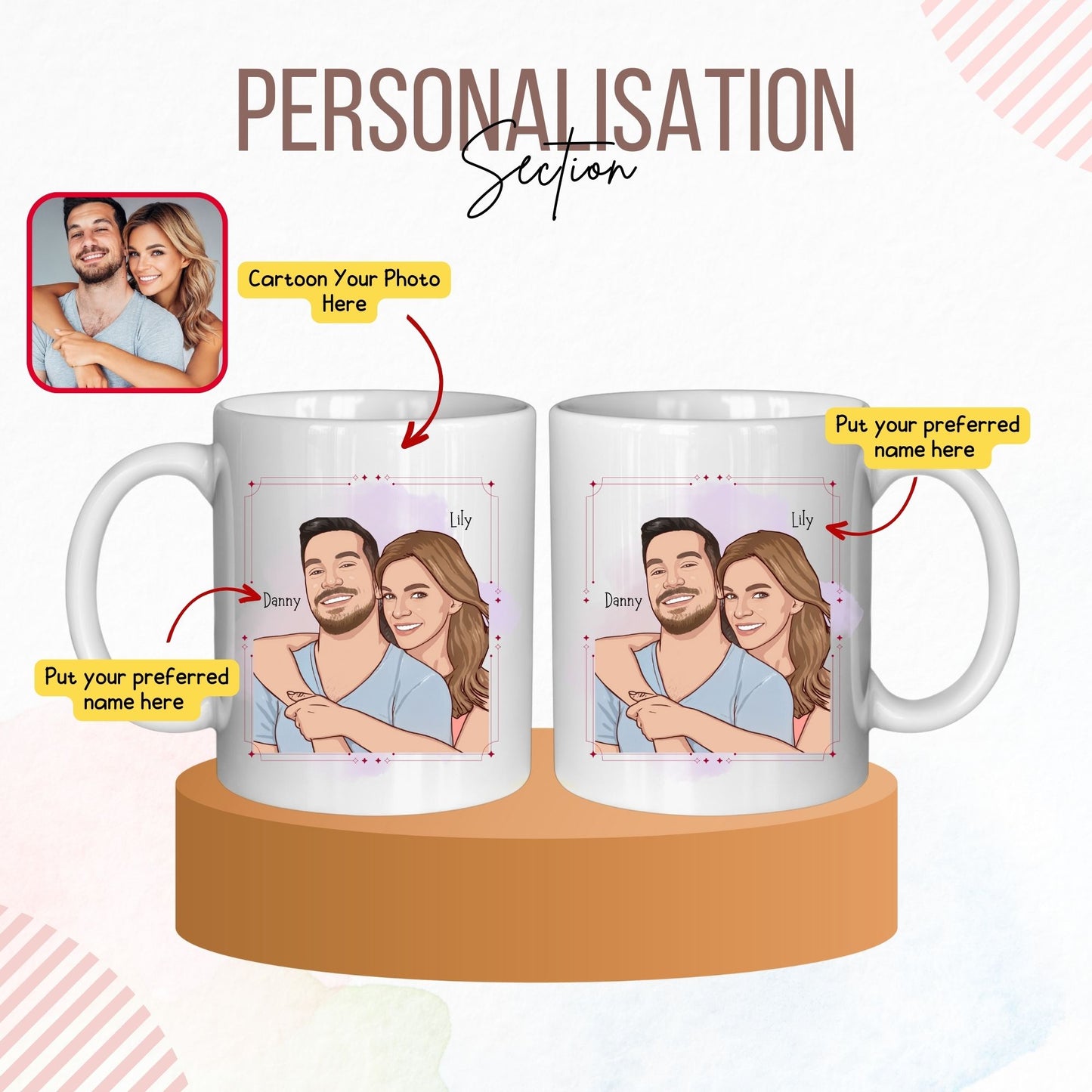 Personalised Cartoon Photo Couple Mug