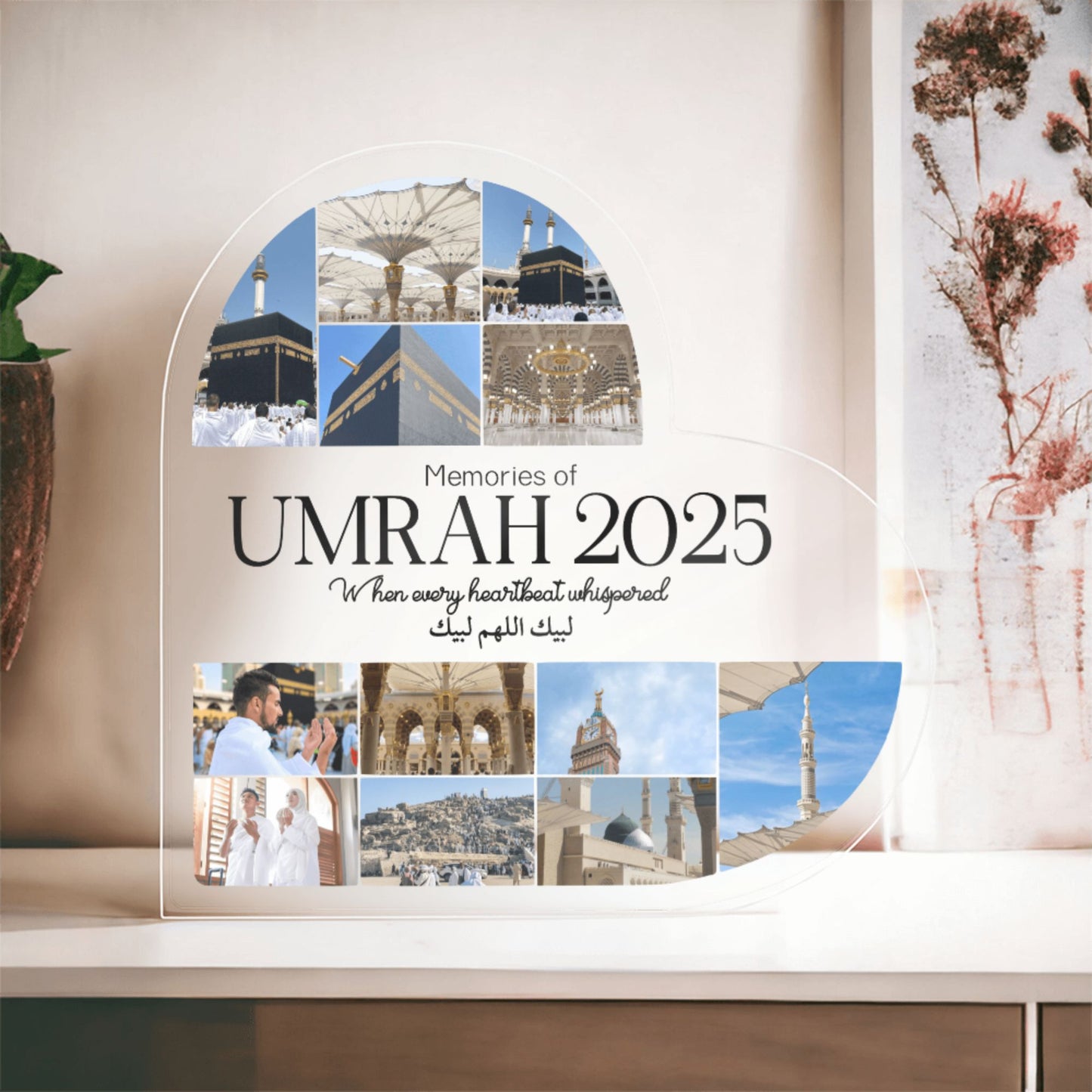 Custom Memories of Umrah Heart Acrylic Plaque