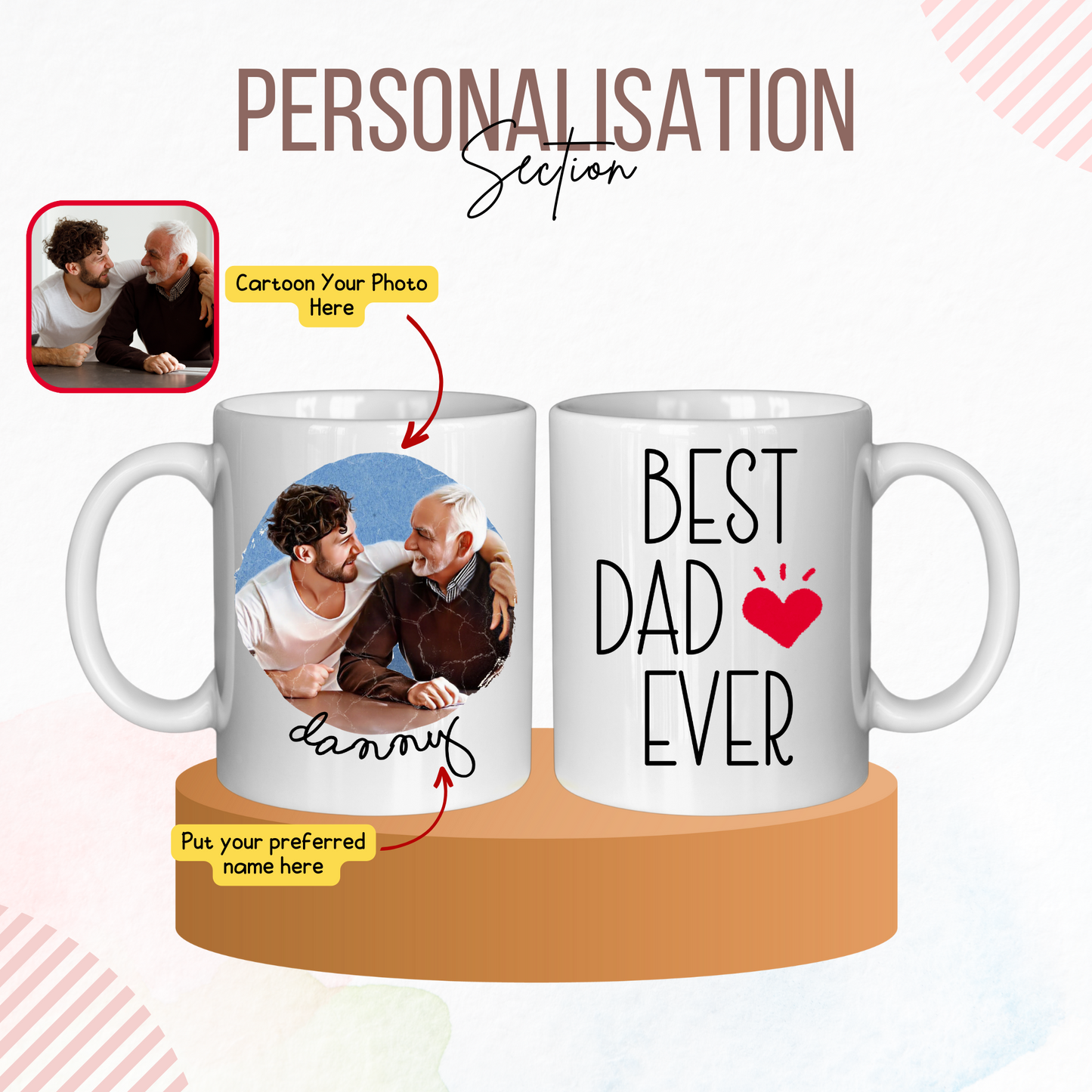 Custom Cartoon Photo Best Dad Ever Mug