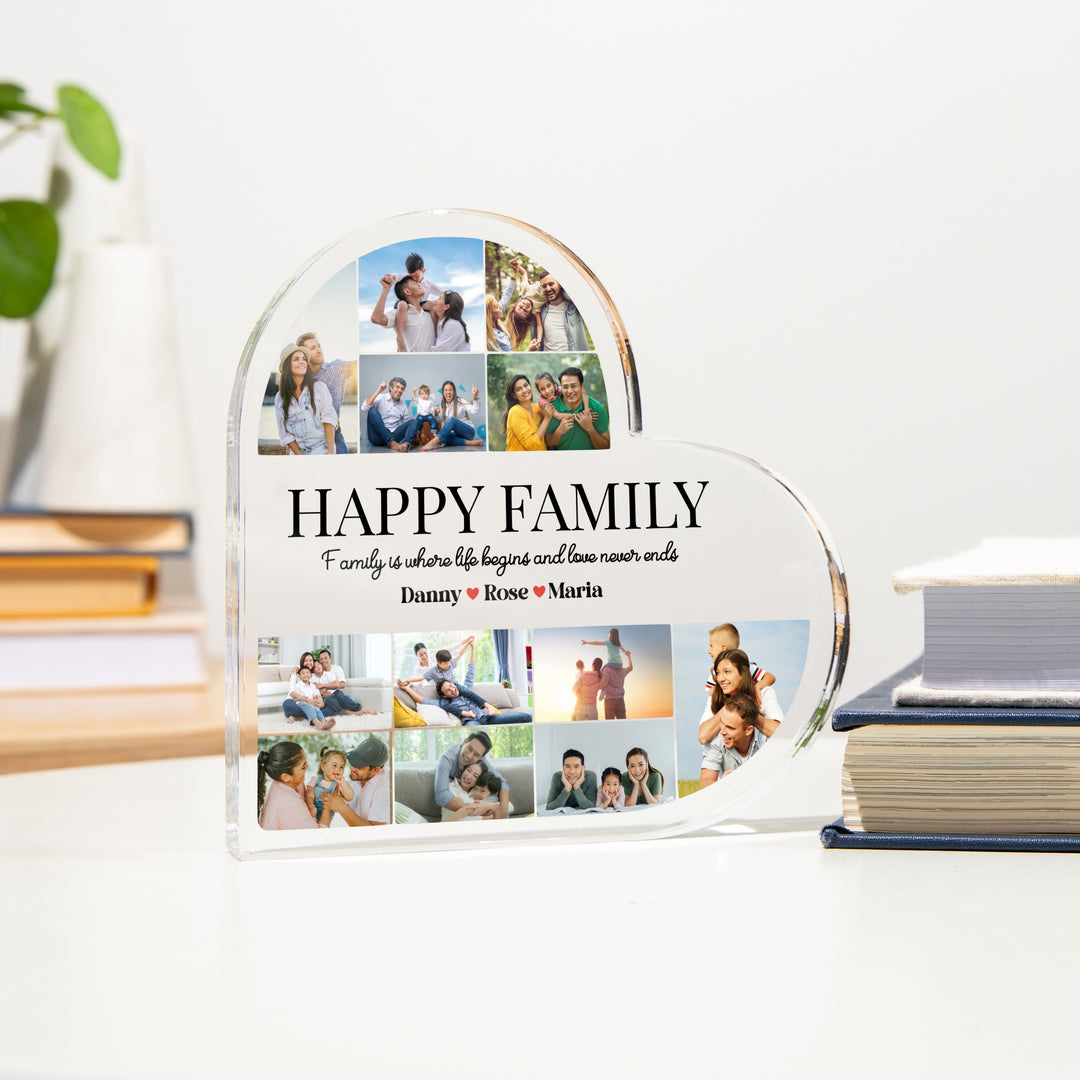 Custom Happy Family Heart Acrylic Plaque