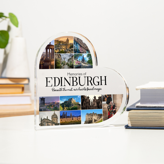 Custom Memories of Edinburgh Travel Heart Acrylic Plaque