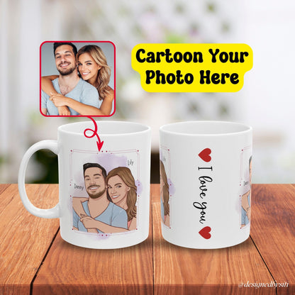 Personalised Cartoon Photo Couple Mug