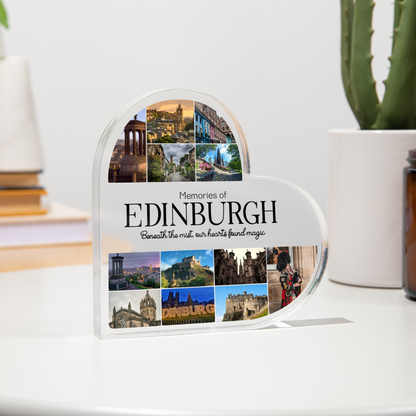Custom Memories of Edinburgh Travel Heart Acrylic Plaque