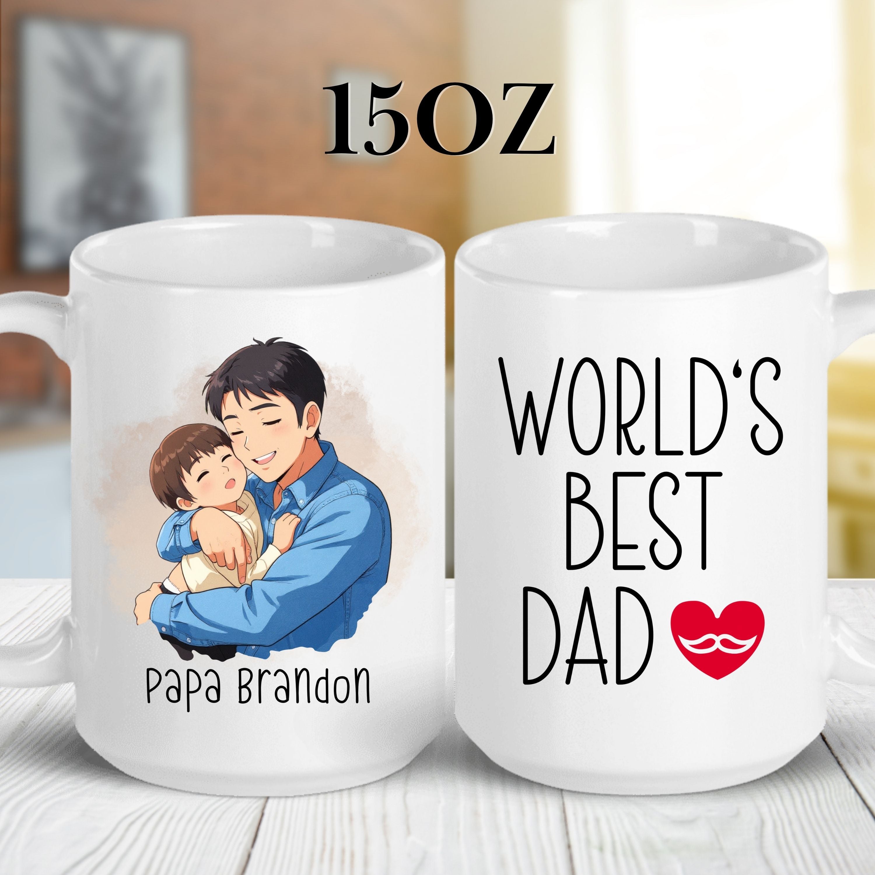Custom 11oz and 15oz Cartoon World's Best Dad Mug