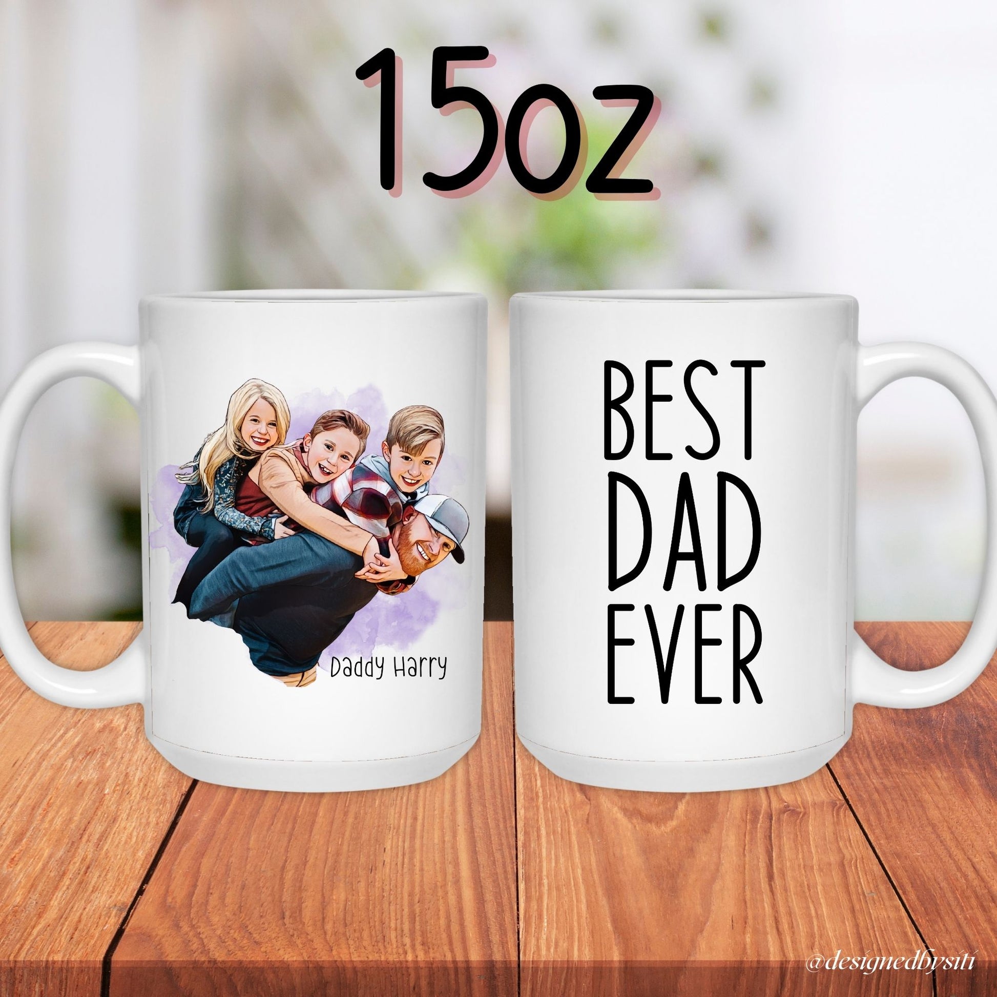 Custom Father's Day Mug Gift for DadPersonalized Cartoon Photo MugBirthday Mug for DadFamily Portrait ArtSpecial Dad Memory DesignCustom Name FeatureMultiple Size OptionsPerfect Gift Ideas for Dad