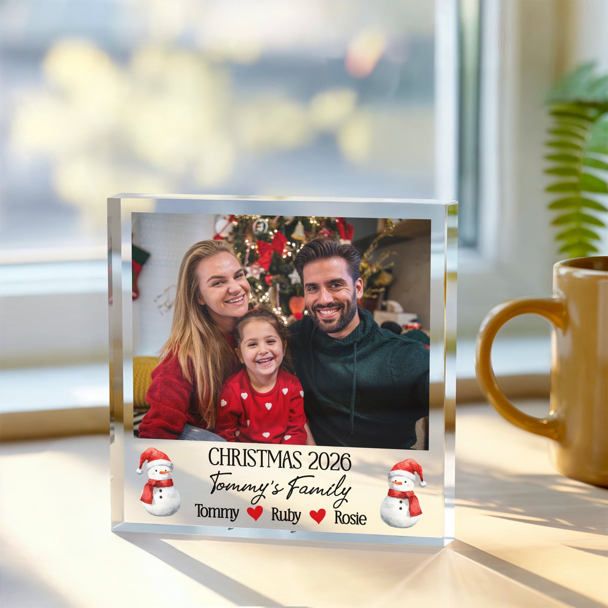 Personalised Acrylic Plaque - Family Christmas Gift - Santa Snowman Names 2026