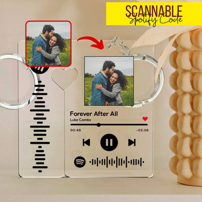 Personalised Scannable Music Code Gift with Picture Keychain