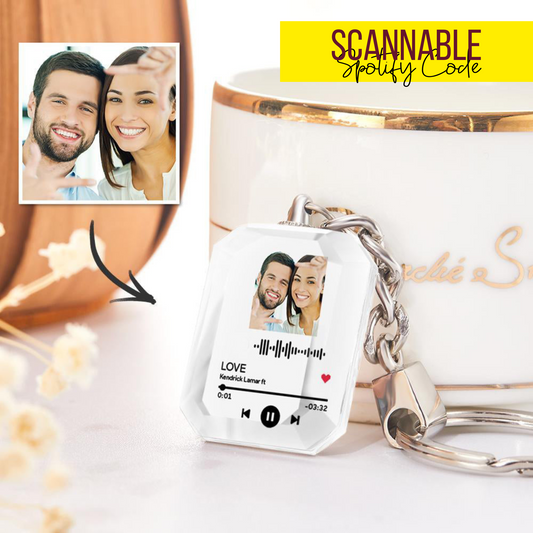 Personalised Crystal Picture Frame Scannable Code Keychain