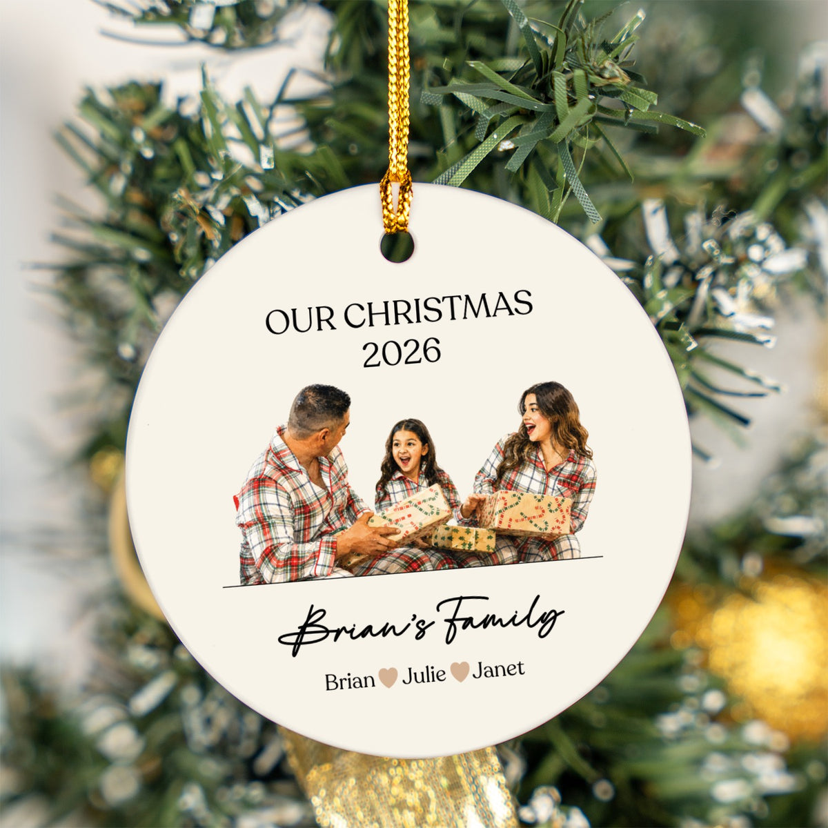 Custom Family Photo Ornament – Personalised Gift for Parents – Our Christmas 2026