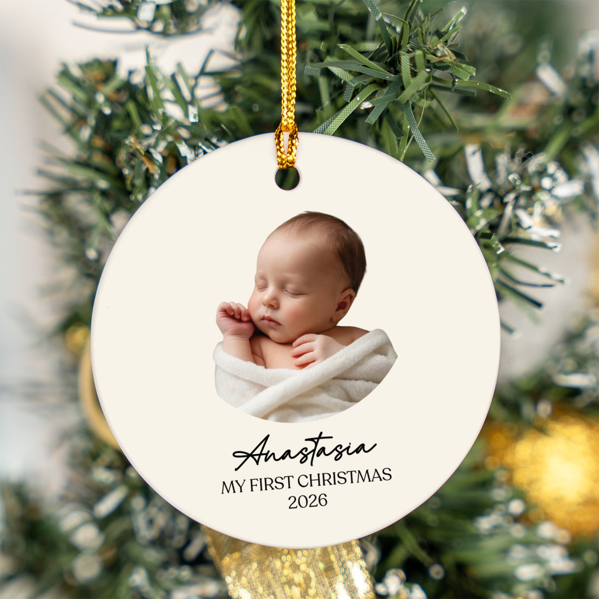 Personalised Baby Photo Ornament - New Baby Gift - My First Christmas 2026