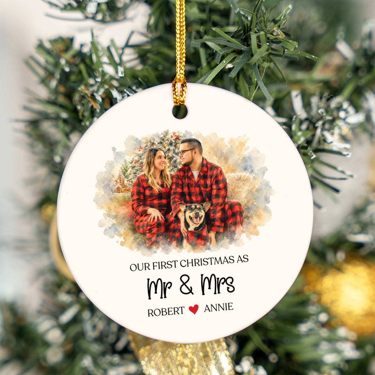 Personalised Couple Ornament - Gift for Newlyweds - Our First Christmas as Mr & Mrs