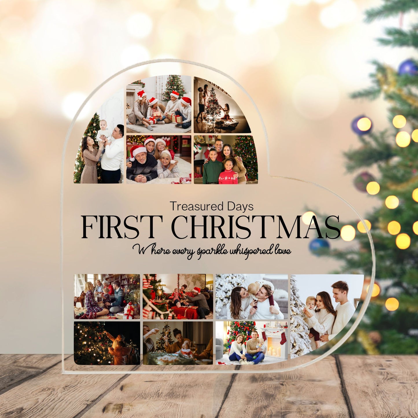 Custom Memories of First Christmas Heart Acrylic Plaque