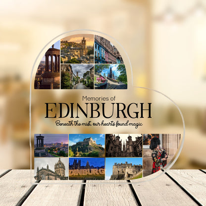 Custom Memories of Edinburgh Travel Heart Acrylic Plaque