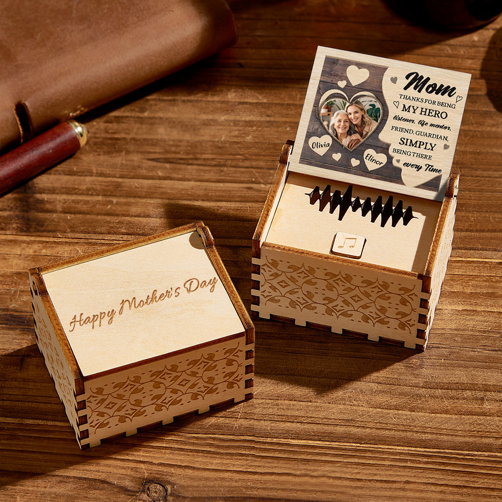 Custom Photo Wooden Music Box for Mom