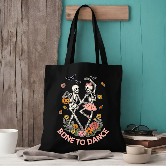 Skeleton Bone to Dance Cotton Tote Bag