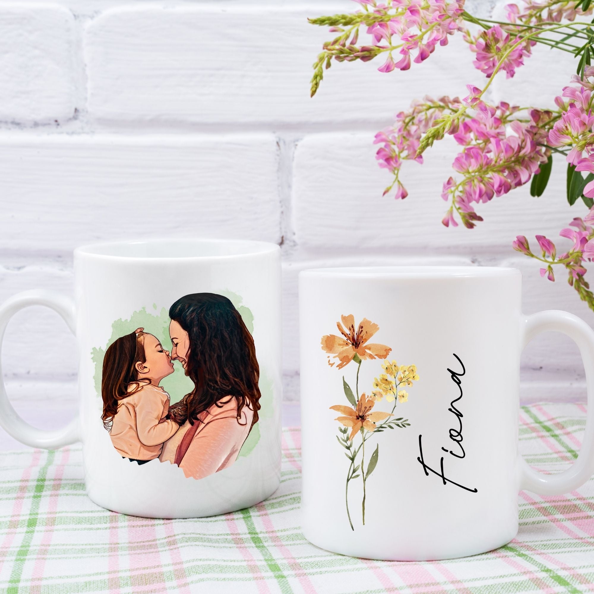 Custom Cartoon Photo Floral Mother Mug