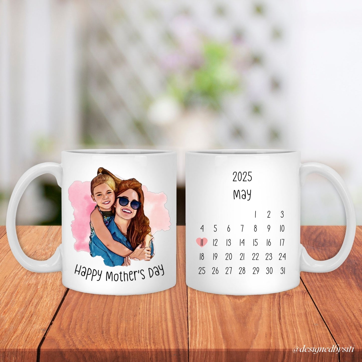 Custom Cartoon Photo Calendar Mother's Day Mug