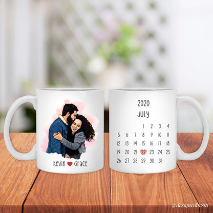 Custom Cartoon Couple Photo with Anniversary Date