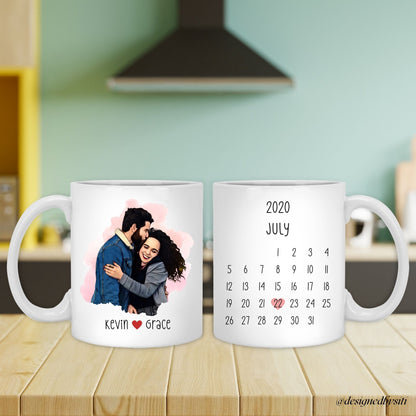 Custom Cartoon Couple Photo with Anniversary Date