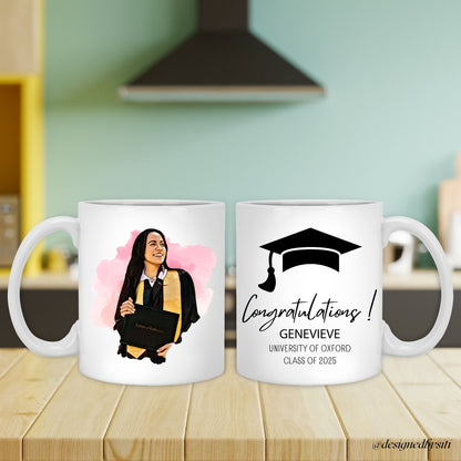 Custom Cartoon Photo Congratulation on Graduation Mug