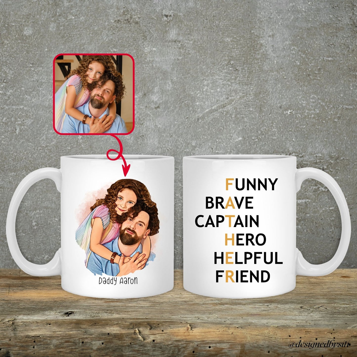 Custom Cartoon Photo Funny Father Mug