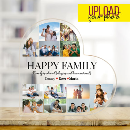 Custom Happy Family Heart Acrylic Plaque