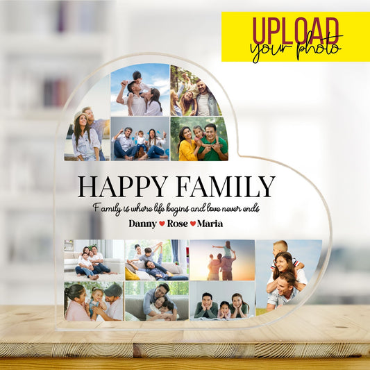 Custom Happy Family Heart Acrylic Plaque