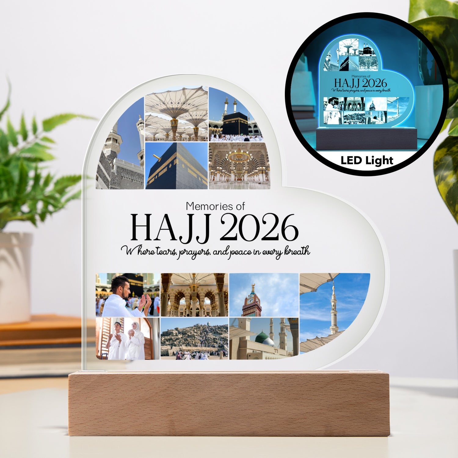 Custom Memories of Hajj Journey Heart Acrylic Plaque