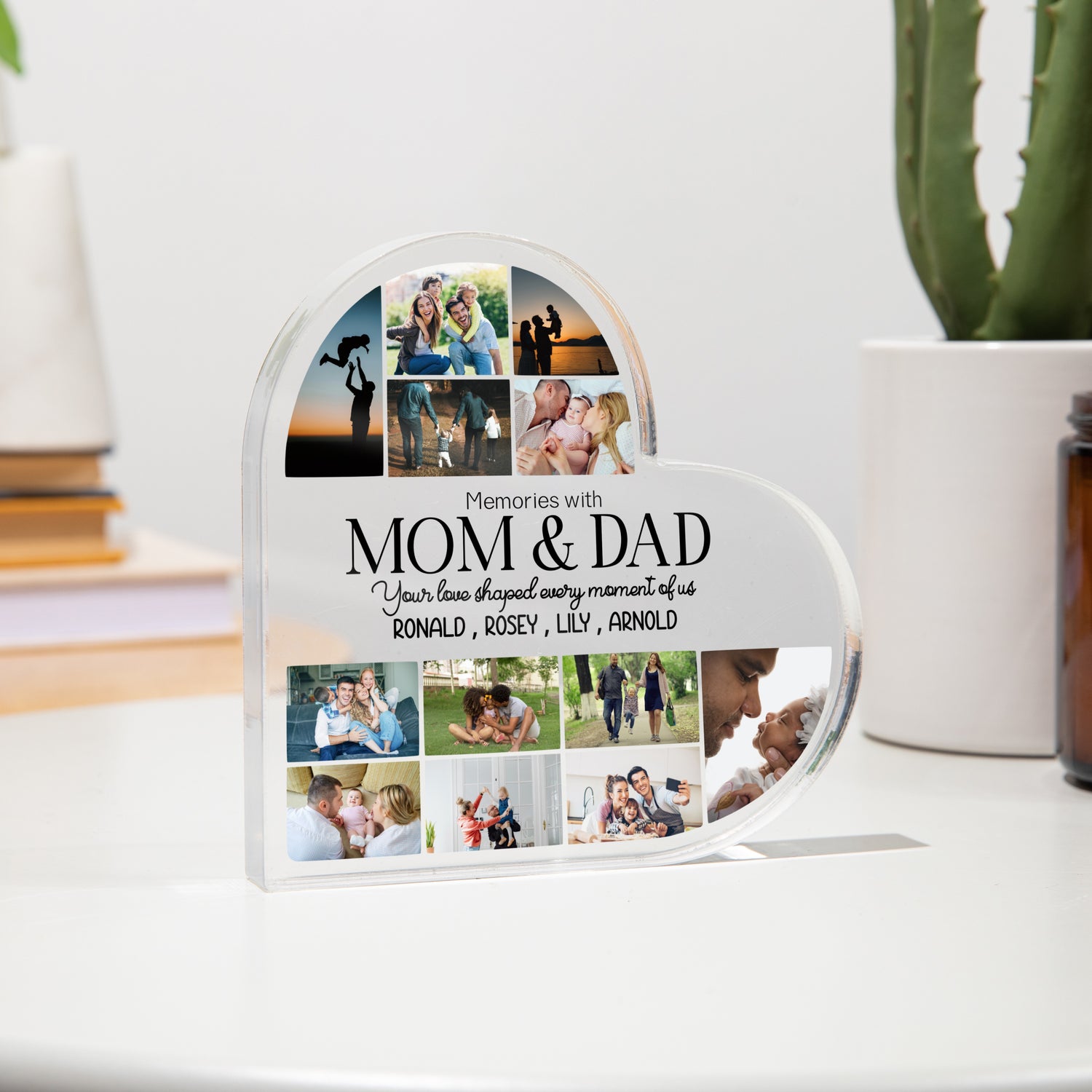 Custom Meaningful Gifts for Mom and Dad Heart Acrylic Plaque