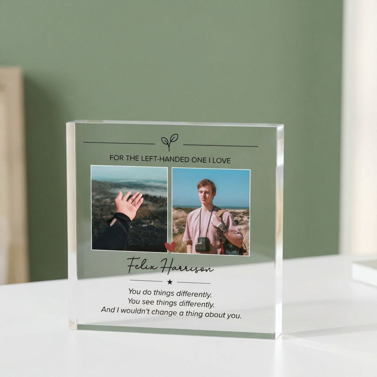 Personalised Left Handed Gift Acrylic Plaque - For the Left-Handed One I Love
