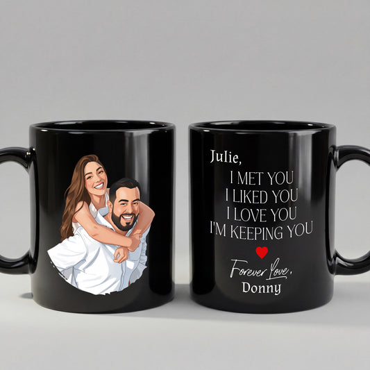 Personalized Black Couple Mug - Custom Cartoon I Met You I Love You Mugs