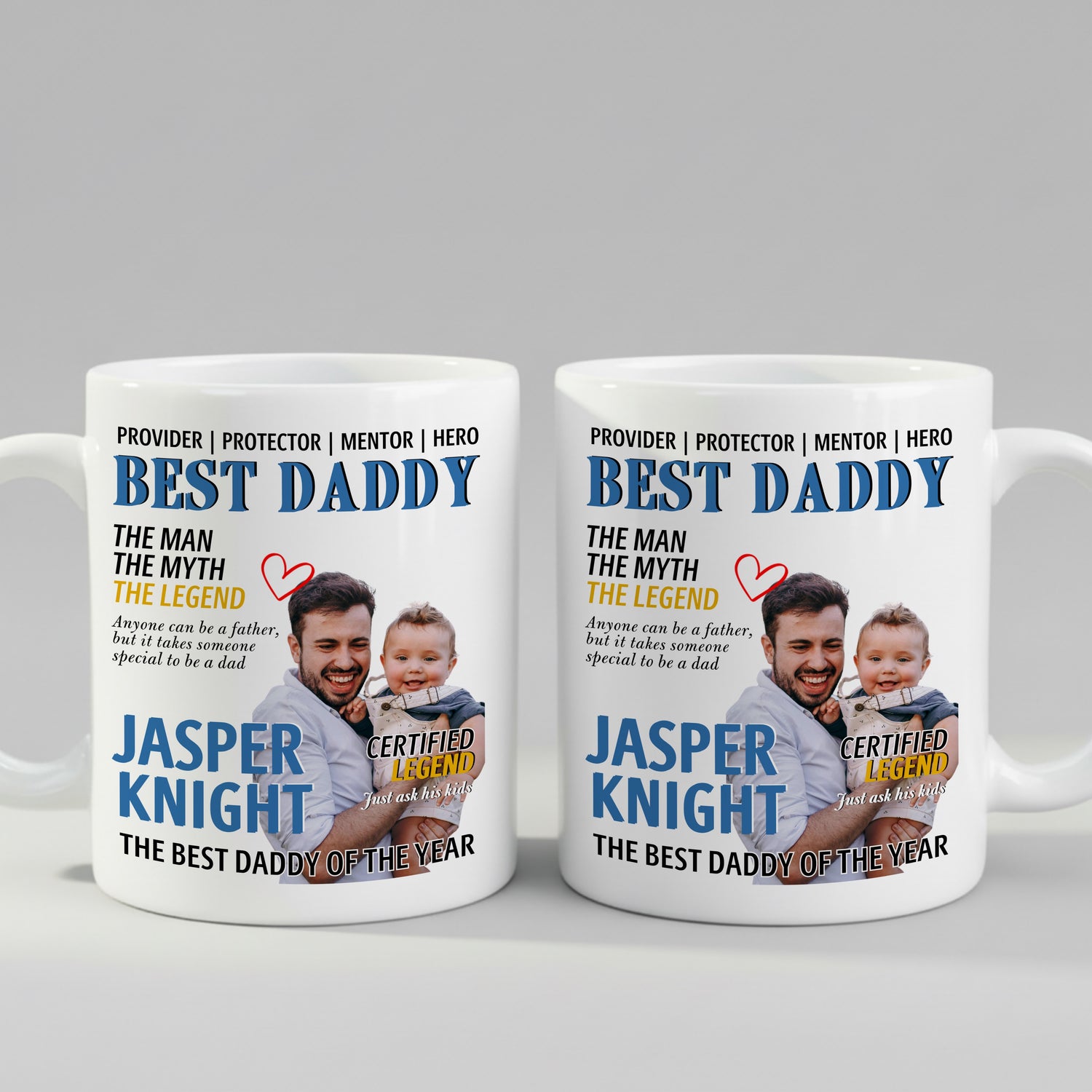 Best Daddy of the Year Custom Photo Certified Legend Ceramic Coffee Mug