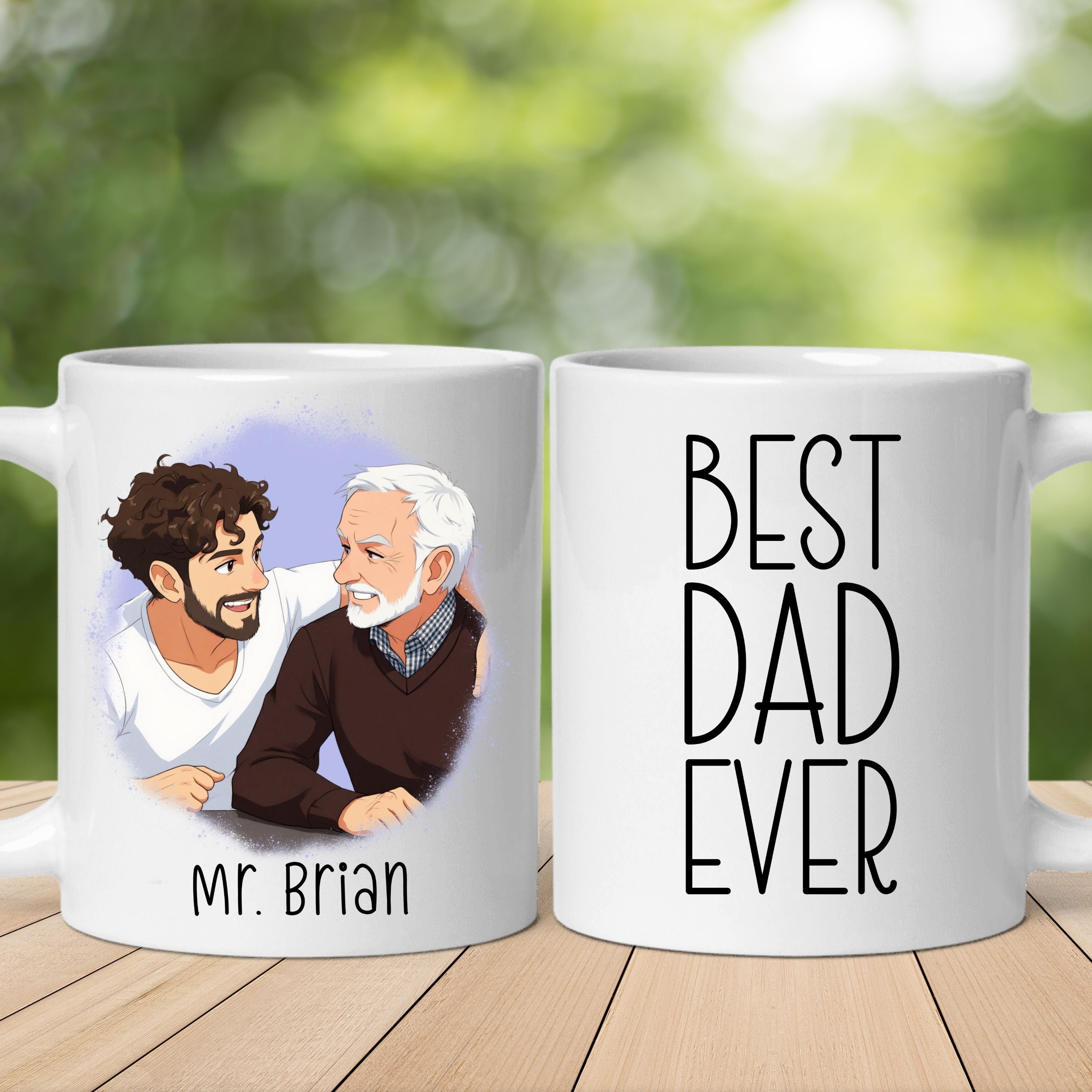 Custom 11oz and 15oz Cartoon Photo Best Dad Ever Mug