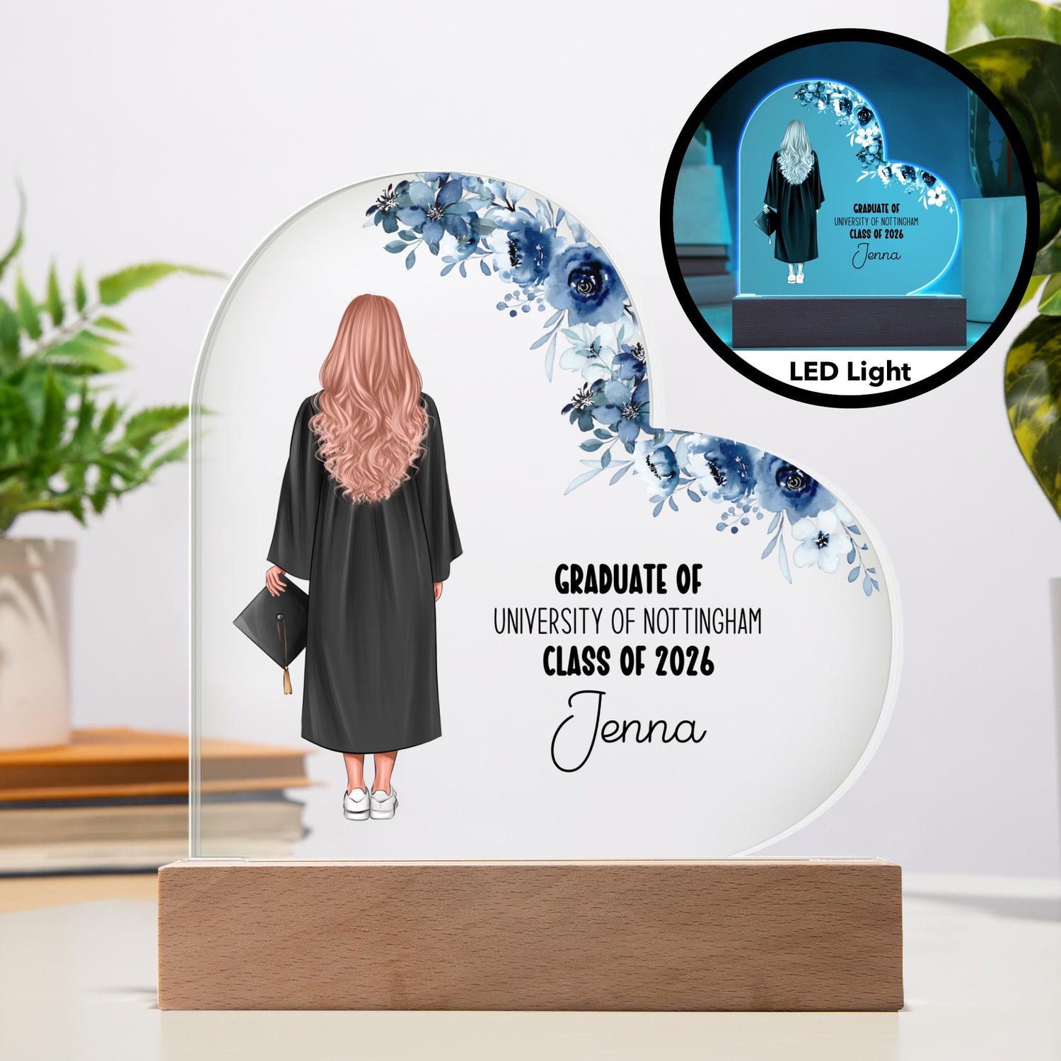 Personalisation Girl Class of Graduation Heart Acrylic Plaque