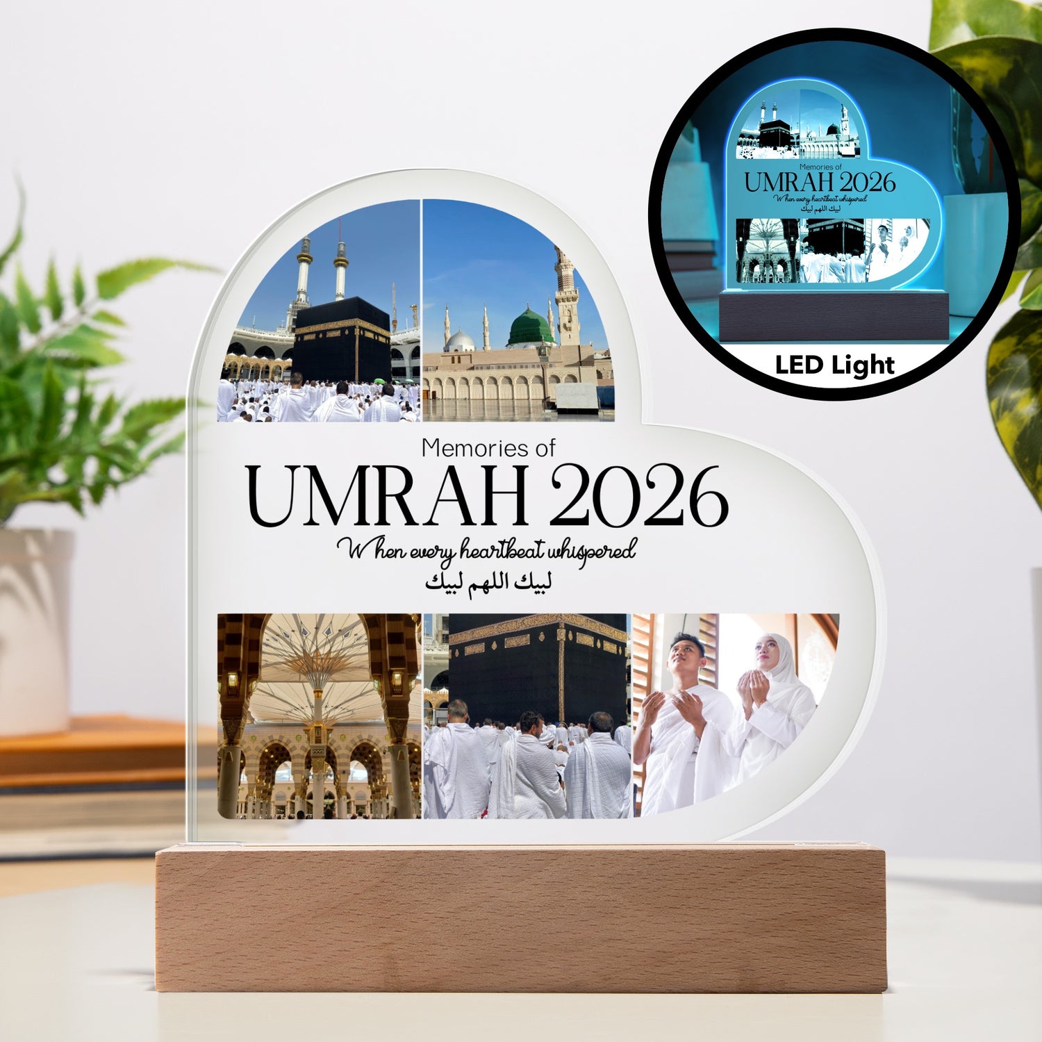 Umrah 2026 Heart Acrylic Photo Collage Plaque – Islamic Gift