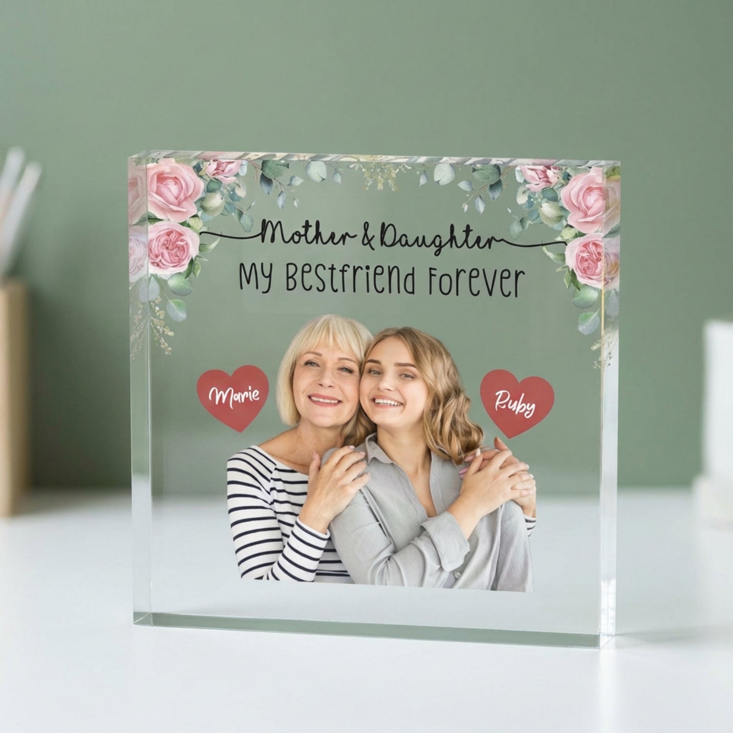 Personalized Mother Daughter Acrylic Plaque – Custom Photo Gift for Mom