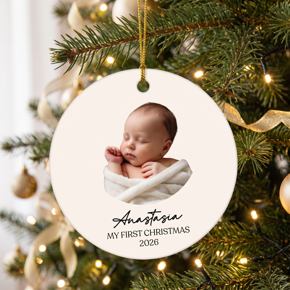 Personalised Baby Photo Ornament - New Baby Gift - My First Christmas 2026