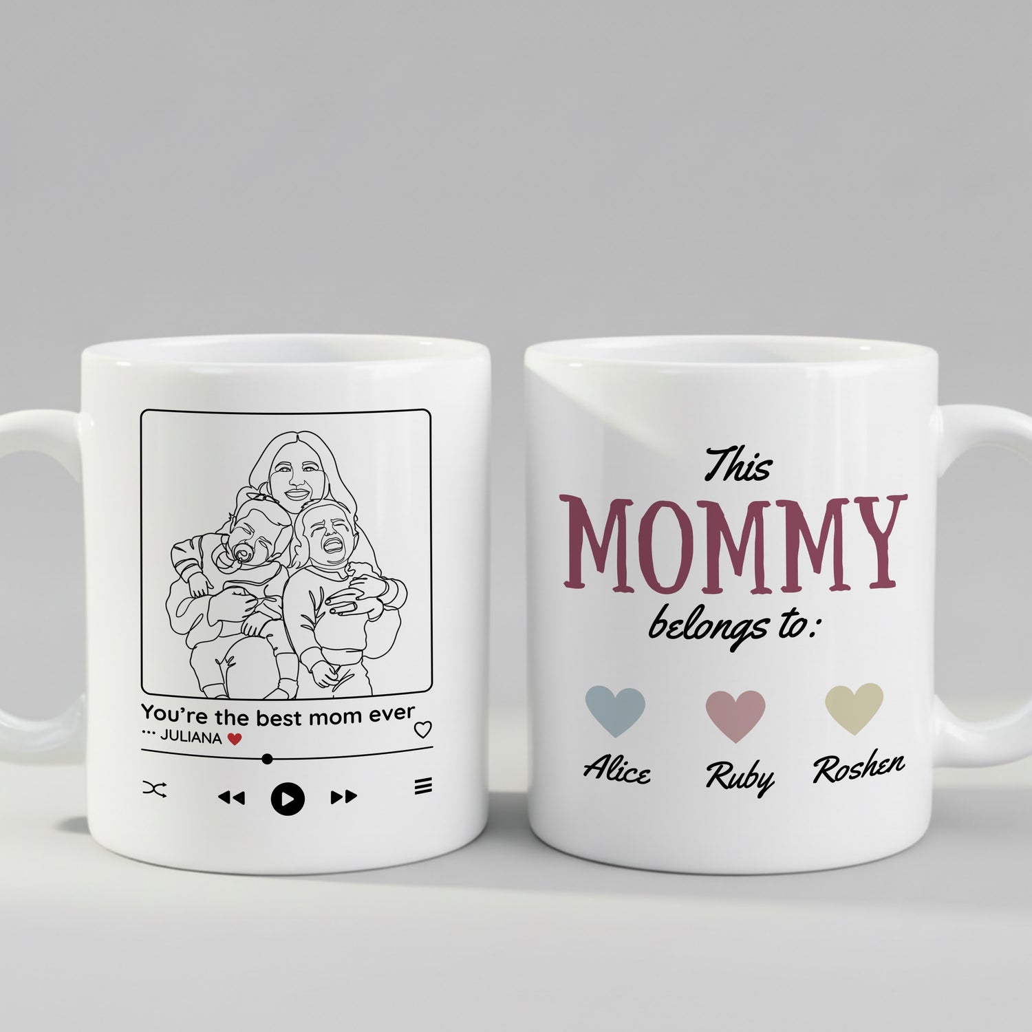 Personalized Cartoon Photo Music Player Mug – Custom "This Mommy Belongs To" Gift