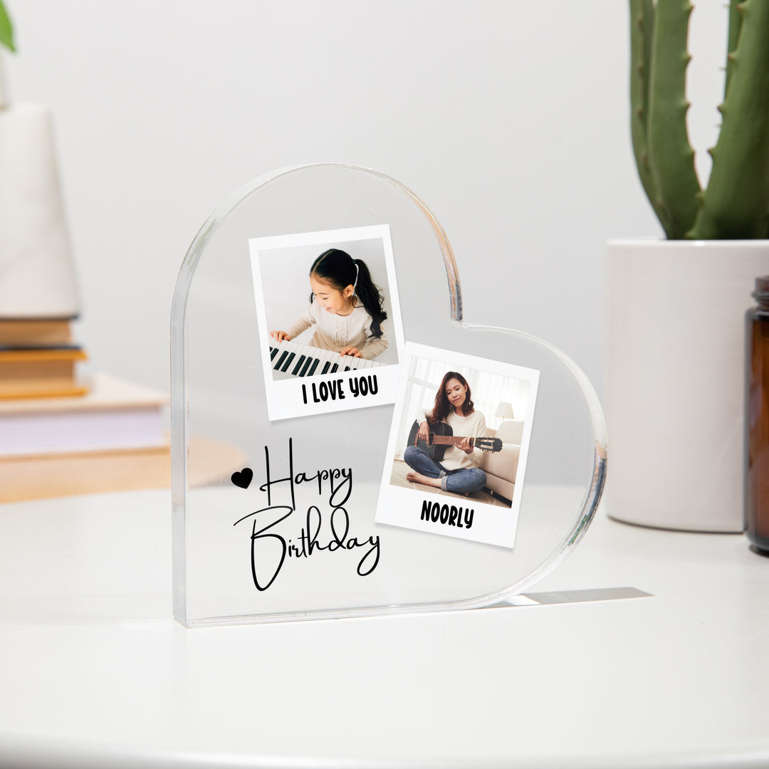 Custom Polaroid Photo Birthday Heart Acrylic Plaque Gift