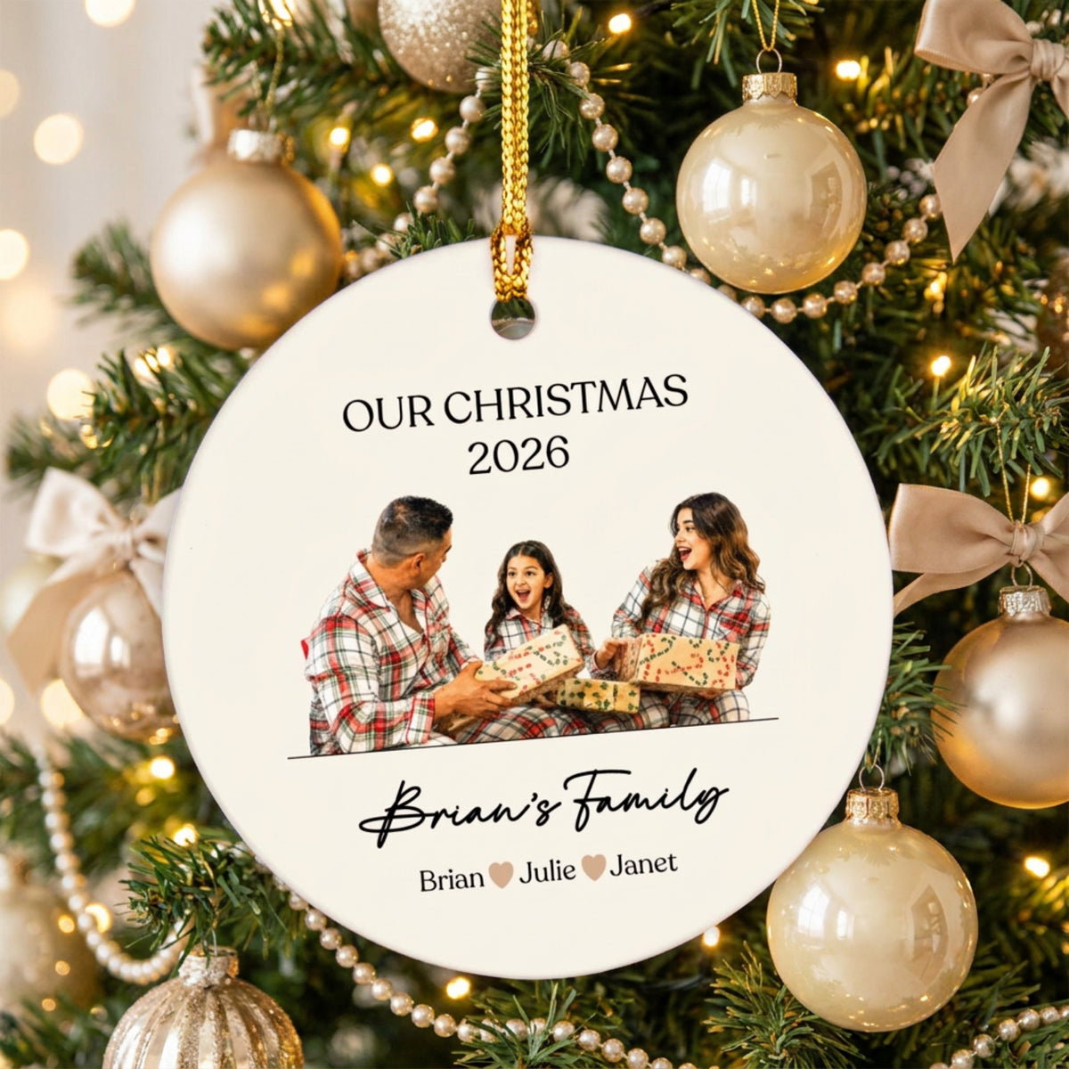 Custom Family Photo Ornament – Personalised Gift for Parents – Our Christmas 2026