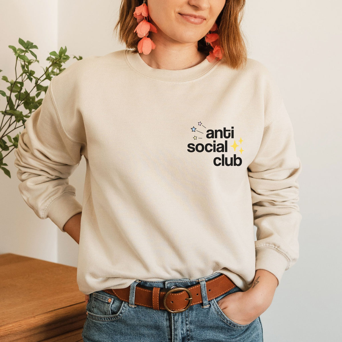 Anti Social Club Crewneck Sweatshirt – Sarcastic Star Graphic Unisex Gift