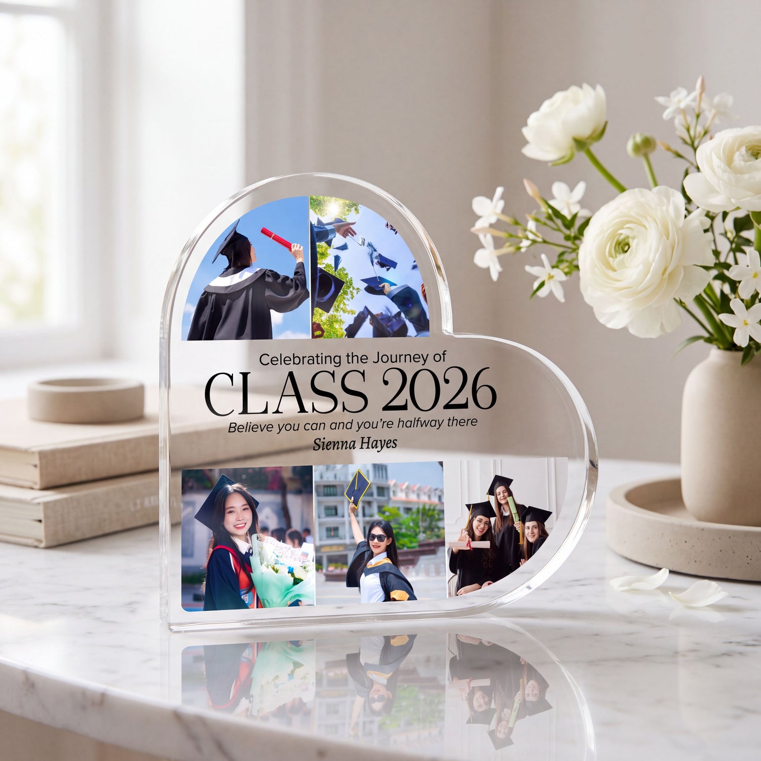 Personalised Heart Acrylic Plaque - Grad Gift for Friend, Believe You Can 2026