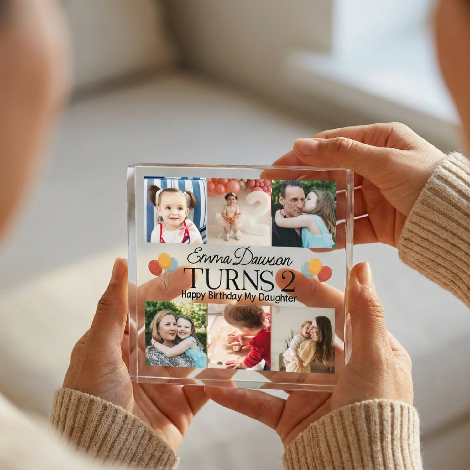 Personalised Acrylic Plaque - 2nd Birthday Daughter - 6-Photo Collage