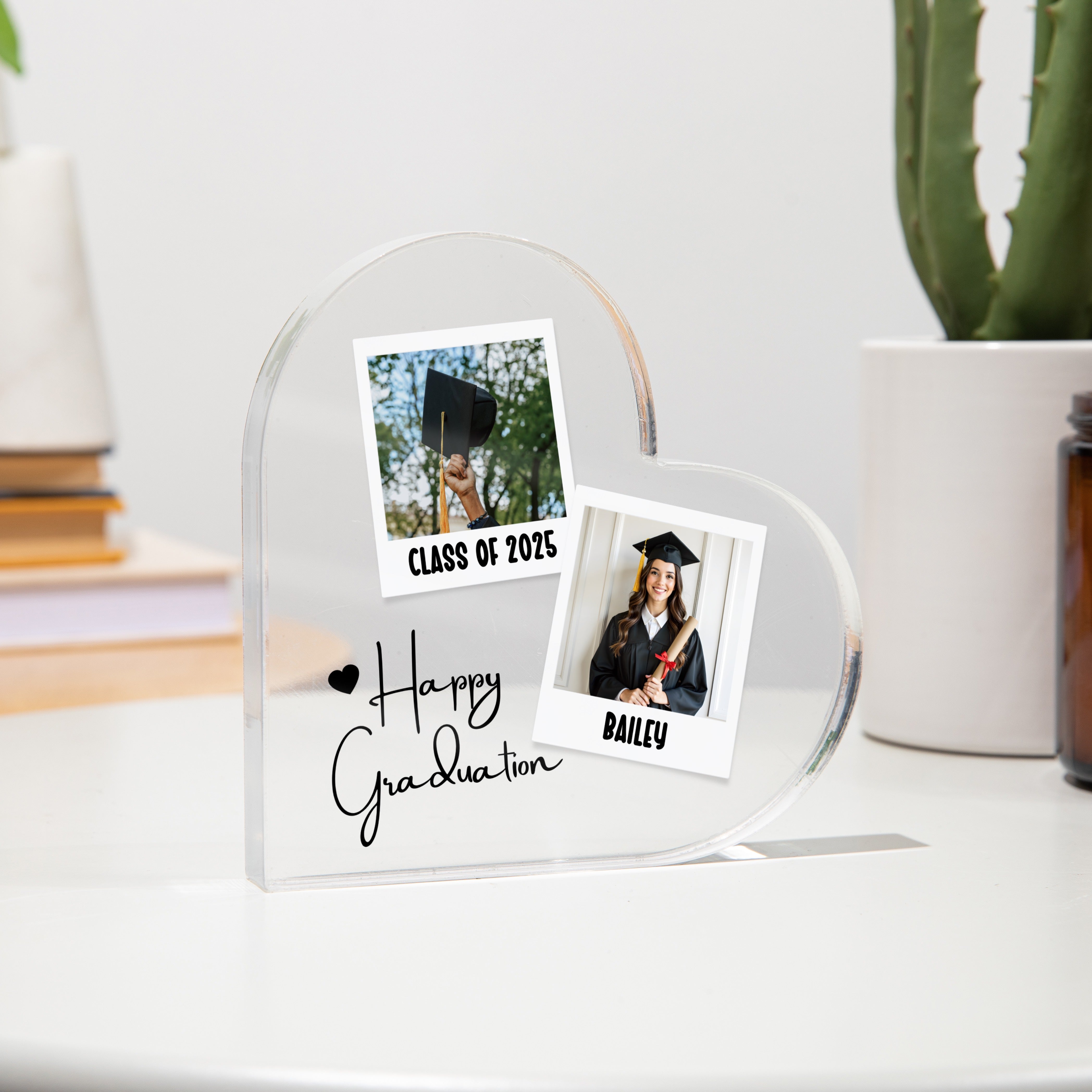 Polaroid Graduation Heart Acrylic Plaque